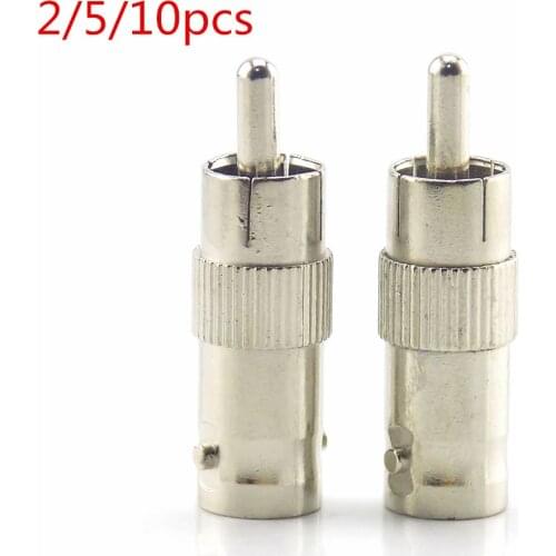 2/5/10Pcs Splitter Plug Adapter Rca Bnc Connector Female To Rca Connector Male Coupler For Cctv Rg59 Cable