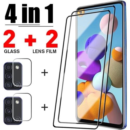 4in1 Protective Glass for Samsung A51 A71 A21S A31 A41 A32 A52 5G Camera Screen Protector for Samsung A70 A12 A11 A02S A72 Glass