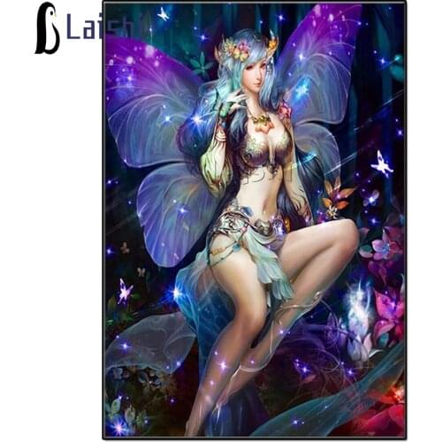 5D Diy Fantasy Elves Diamond Painting Butterfly Fairy Girl Cross Stitch Kits Diamond Embroidery Mosaic Pattern Home Decor Gift