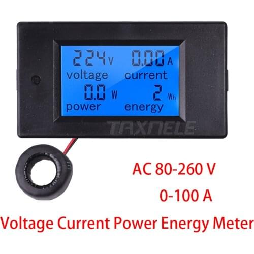 AC80-260V 100A 20A Digital LCD Voltage Current Power Energy Meters indicator Voltmeter Ammeter Wattmeter Tester Detector TX-061