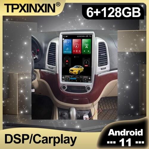 128GB Android 11 Tesla Style Screen Car Radio For Hyundai Santa Fe 2006 - 2012 Multimedia Auto Player Navigation Stereo GPS 2din