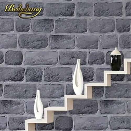 Beibehang papel de parede. Chinese Style Grey 3D Effect Background Wall Paper PVC Brick Backdrop Retro Dine room Wallpaper