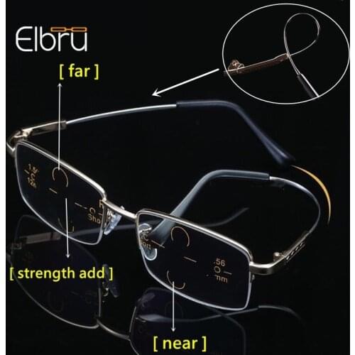 Elbru Anti-blue Light Metal Titanium Multifocal Progressive Glasses Women&Men Anti-fatigue Magnifying Presbyopia Eyeglasses