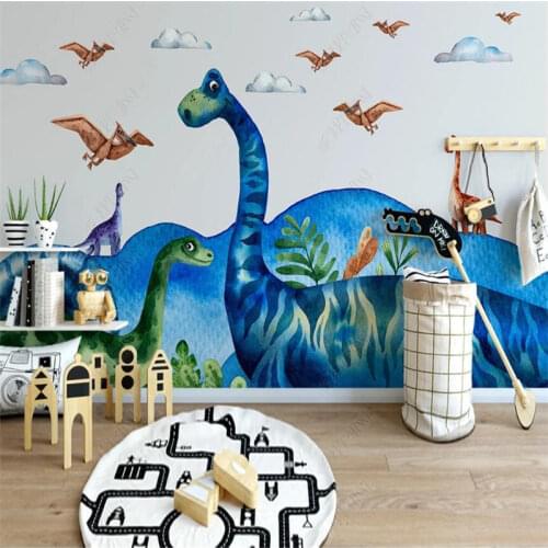 Nordic Modern Cartoon Dinosaur World Childrens Room Background Wall Paper 3D Living Room Bedroom Decor Mural Wallpaper 3D
