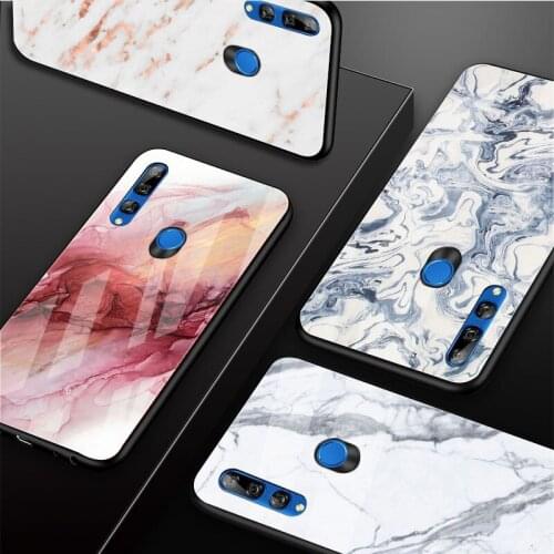 Glossy Marble Tempered Glass Phone Case For Huawei honor 8X 9 10i 20i 20Lite 20Pro 30 Pro Cover Shell