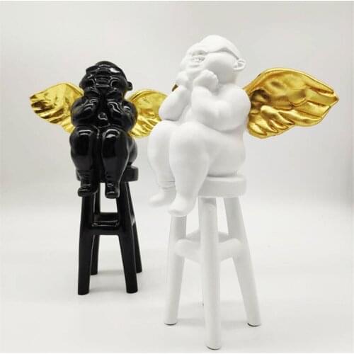 FAT ANGELS ART SCULPTURE DECORATION CUTE ANGEL WING FIGURINE RESIN CRAFTS NORDIC MODER HOME DECORATIONS GIFT R4404