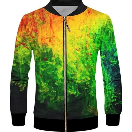 IFPD EU Size Mens Casual 3D Print Hot Sale Jacket Long Sleeve Zipper Coat Sweatshirt Colorful Smoke Cool Plus Size Tracksuits