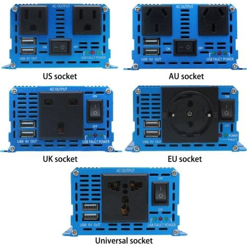 2000W pure sine wave inverter DC 12V To AC 220V 230V 240V 110V Voltage transformer Converter EU AU US UK Universal Socket