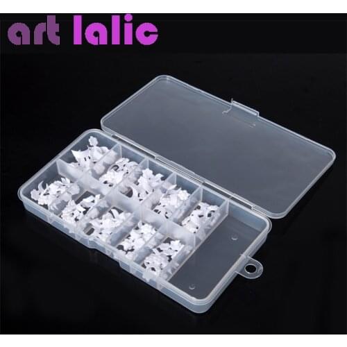 Artlalic 100 Pcs 10 Sizes False Pre Design White French UV Gel Acrylic Nail Art Tips Makeup Tools