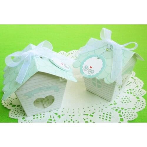 Cardpaper Candy Box Cardboard Favors Box with ribbon for baby shower wedding party - 50pcs/lot free shipping