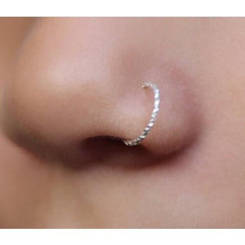 Allergy Free S925 Silver Sterling Silver Nose Ring Piercing Twist Zircon Stone Body Piercing Cartilage Tragus Helix Hoop