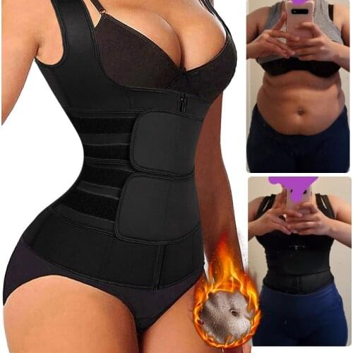 Women Waist Trainer Corset Zipper Vest Neoprene Body Shaper Cincher Tank Top with Adjustable Straps Waist Shapewear