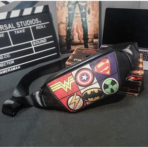 New Men Waist Bag Leather Fanny Pack Chest Bag Men Black Fanny Pack Banana Bags High Capacity pattern Kidney Shoulder Bags YB123
