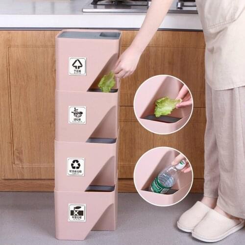Creative Stackable Kitchen Trash Can Household Wet and Dry Classification Plastic Garbage Bin