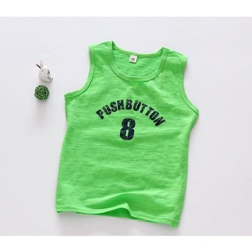 2020 hot sale Slub cotton cotton kids t shirt Girl boy Casual Vest Icy summer style Soft comfortable Letter Childrens clothing