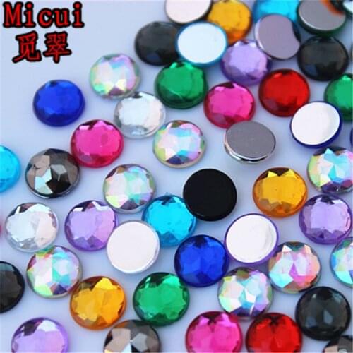 Micui 100pcs 8mm Round Chamfer Acrylic Crystal and Stones Flat Back Rhinestone No Hole For Clothing Craft DIY MC750