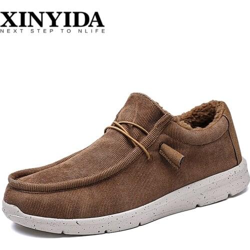 Mens Add Wool Winter Shoes Slip On Corduroy Casual Shoes For Men Lightweight Keep Warm Cotton Shoes For Winter Plus Size 39-48