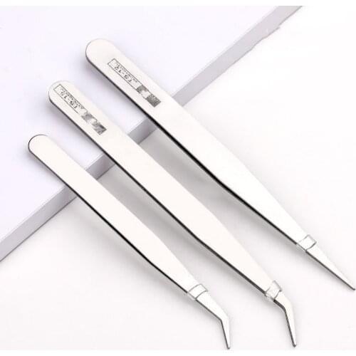 New Professional Straight And Curved Elbow Nipper Lash Vetus Eyebrow Tweezers Extension Eyelash Clip Rhinestones Picking Tools