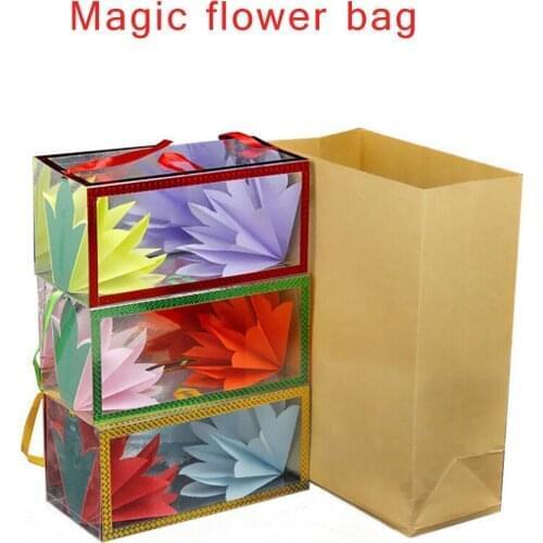 New Strange Creative Magic Paper Bag Change Flower Bag Funny Toy Prank Professional Magic Tricks Props Toys For Children Gifts