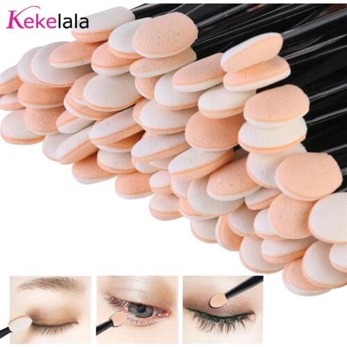 Kekelala Wholesale 50Pcs Mini Eye shadow Applicator Disposable Soft Sponge Makeup Tools Small Portable Cosmetic Brush Set Kit