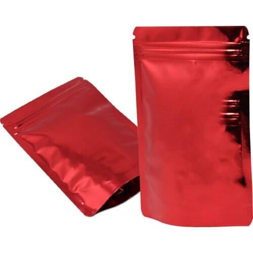 Red Heat Seal Stand Up Aluminum Foil Zipper Package Bag Self Sealing Zip Lock Mylar Foil Gifts Food Snack Pack Pouch 100Pcs/lot