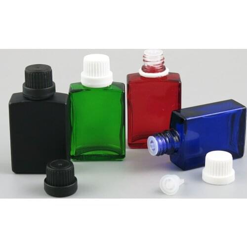 10 x 30ml Essential Oil Travel Portable Colorful Glass with Black/White Large Plastic Cap for Liquid Reagent Pipette Containers
