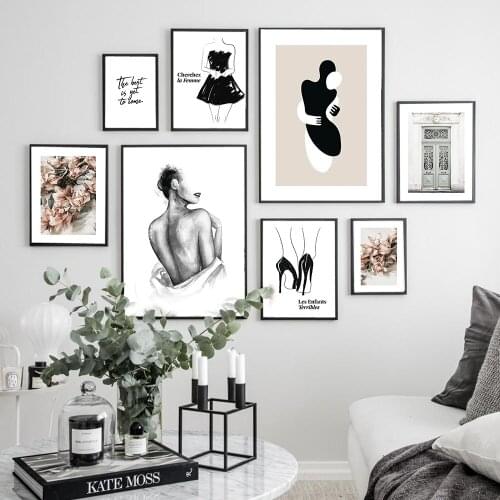 Romantic Fashion Pink Peonies Rose Poster Silk Dress Watercolour Print Canvas Art Painting Wall Pictures Modern Girl Room Decor