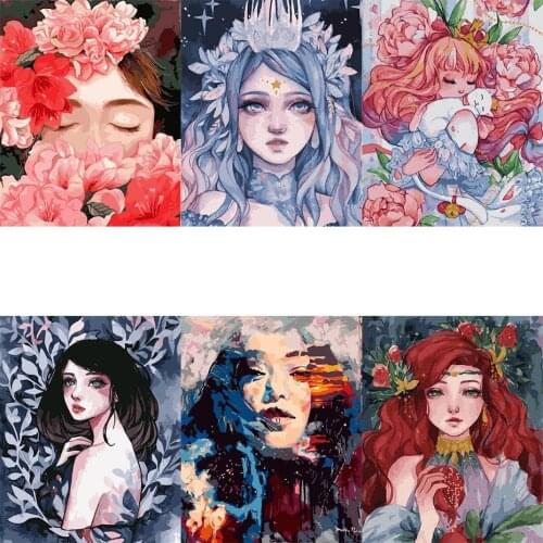 Full Round Drill DIY 5D Diamond Paintings Flower Girls Home Decor Cross Stitch Embroidery Picture Patterns Mosaic Wall Sticker