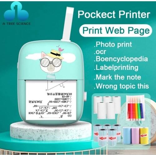HD Mini Portable Thermal Printer Home Paper Photo Picture Pocket Thermal Printer 57mm Printing Wireless bluetooth Label Printer