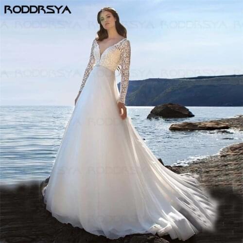 RODDRSYA Long Sleeves Lace A-Line Wedding Dresses 2020 Modest Customized Bridal Gowns Formal Chiffon Skirt Vestidos De Mariee