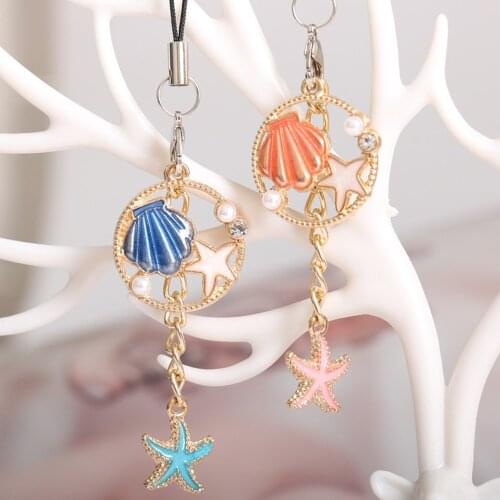 Luxury Seashell Pearl Smart Phone Strap Lanyard for IPhone/Samsung/Xiaomi/Huawei Case Starfish Mobile Phone Strap Hang Rope Girl