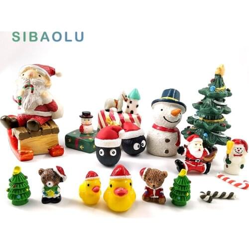 Christmas Snowman miniature Figurine home decoration fairy garden cartoon animals statue bonsai ornaments resin craft gift toy