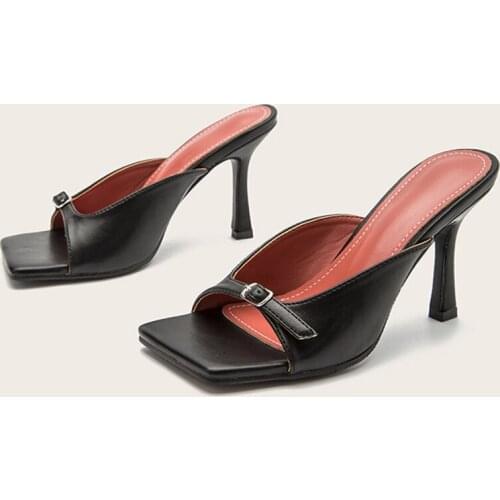 Modern Sandals Womens Mules 2021 Summer Shoes Female Slides High Heels Square Toe Shoe Designer Ladies Fashion Women Slippers