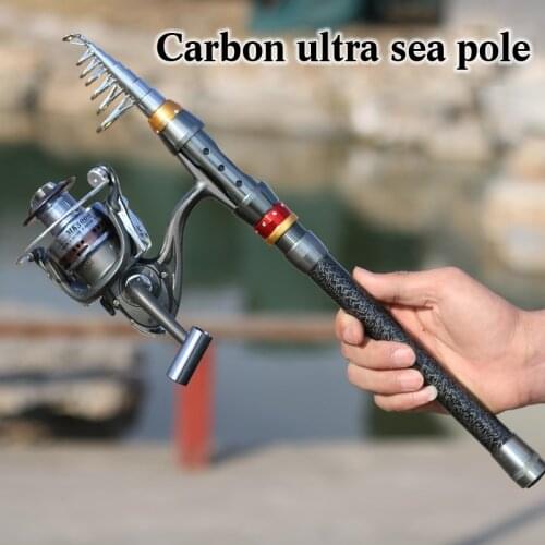 Carbon Fiber Telescopic Fishing Rod Portable Spinning Fishing Rod Pole Travel Sea Boat Rock Fishing Rod