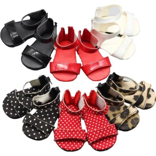 6 Colors 7cm Sandals Doll Shoes for 18Inch Girl Doll and 43cm Baby Doll Shoes Toys Accessories Best Gift for Kids