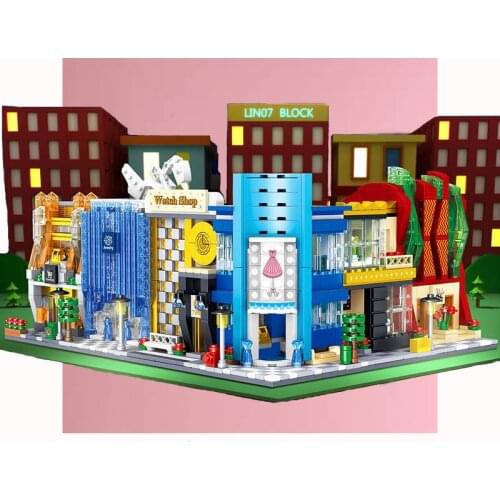 Jewelry Watch Bridal Shop Clothing Store Florist City Street View Series Gift Building Blocks Kids Educational Toy For Children