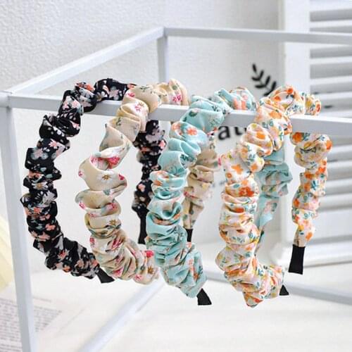 Ladies Fashion Hairband Ins Fabric Printed Hairband Hair Accessories Korean Girl Fresh Floral Hair Hoop Hair Bundle Headdress