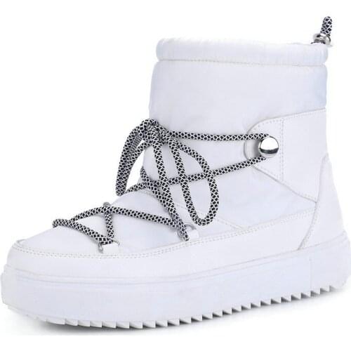 Women boots high quality waterproof winter shoes 50% natural wool warm snow boots lace-up women platform boots botas de mujer