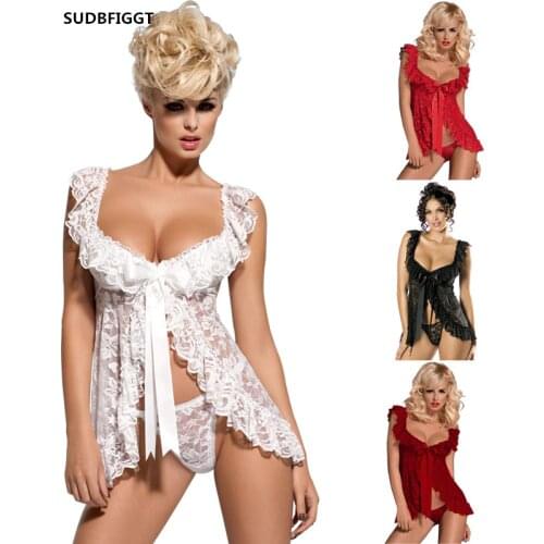 Plus size Women sexy lingerie sexy hot erotic front open underwear ladies lace Slips