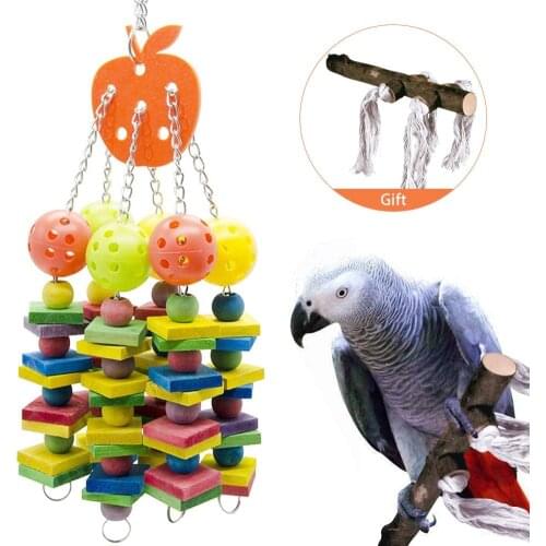 Bird Toys Parrot Perch Parrot Chewing Toy, 2 in 1 Bird Toy for Small and Medium Parrots and Birds