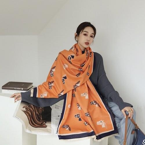 2021Winter luxury brand design women cashmere scarf soft double-sided jacquard print warm scarf shawl