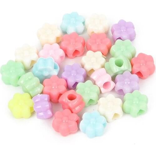 100pcs/lot Mixed Plum Blossom Acrylic Beads Charm Loose Spacer Beads For Jewelry Making DIY Needlework Bracelet Accessories