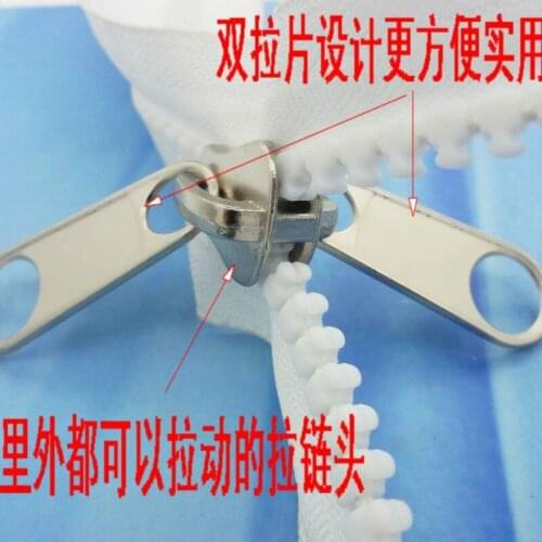 2pcs/lot #10 4m Oversized Long Detachable Plastic Resin Zipper Open End White Fastener Tent Sleeping Bag