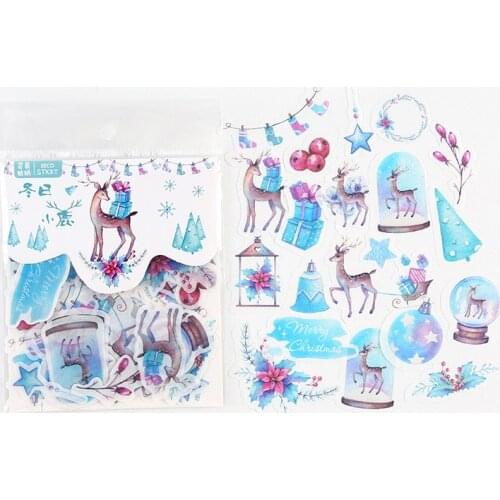 40 pcs /Bag Nordic Christmas Deer Decorative Stickers Album Diary Hand Account Decor