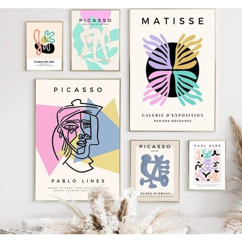 Picasso Abstract Face Color Block Coral Wall Art Canvas Painting Nordic Posters And Prints Wall Pictures For Living Room Decor