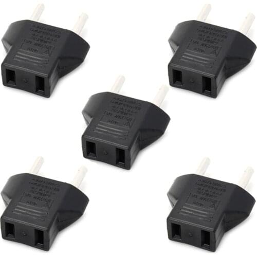 US to EU Plug Socket Power Adapter 250V 6A - BLACK(5/50/100PCS)