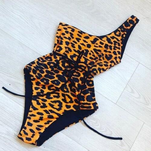 One Piece Swimsuit Sexy Bathing Suit Plus Size Swimming Suit for Women High Cut Swimwear Monokini Thong Leopard Bikini Push Up