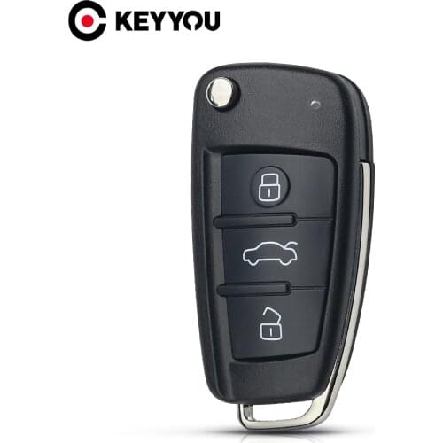 KEYYOU No Blade 3 Button Folding Flip Remote Car Key Shell Case For AUDI A2 A3 A4 A6 A6L A8 TT Key Fob Case Replacement