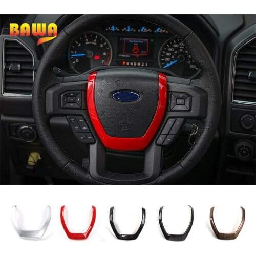 BAWA ABS Car Interior Steering Wheel Decorative Ring Protection Trim Cover Sticker For Ford F150 2015 Up Car Styling