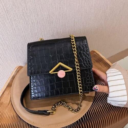 Stone pattern Square Crossbody bag 2020 Fashion New High-quality Leather Womens Designer Handbag Chain Shoulder Messenger Bag